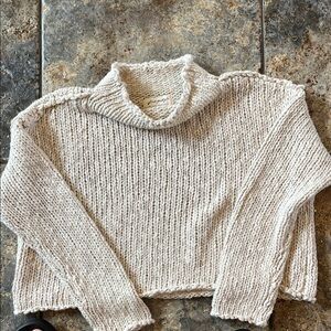 Free People Cream Cropped “Opal”Sweater